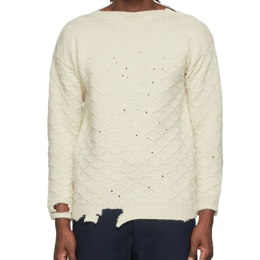 $700 Maison Margiela Size M Wool Distressed Sweater NWT